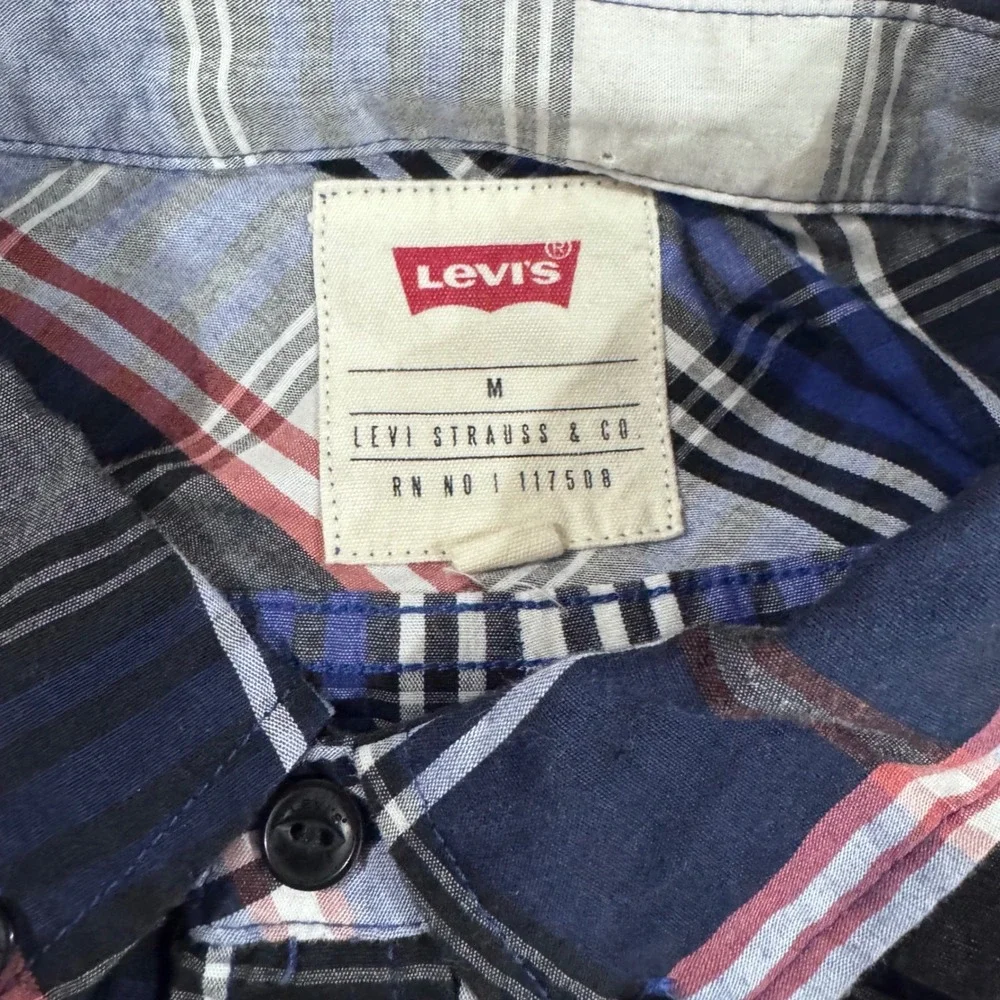 Levi's Shirt Mens M Blue‎ Plaid Long Sleeve Button Down